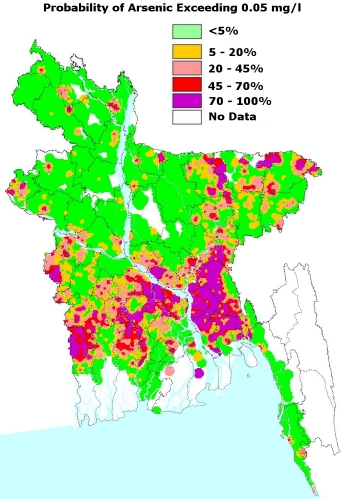Probability of arsenic exceeding 0.05 mg/l